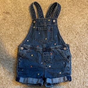 GAP Blue Denim Kids Overalls with Floral Accents